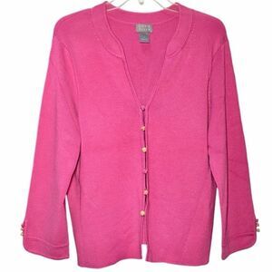 Sigrid Olsen Vintage Silk Blend Knit Cardigan in Pink/Green/Orange Women’s L
